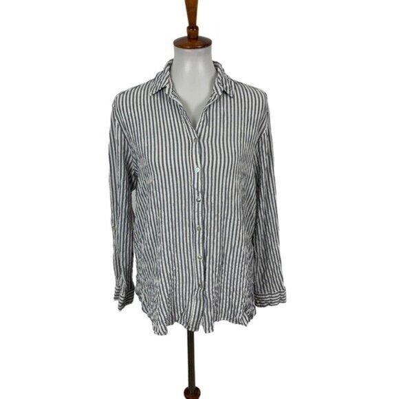 Jane Delancey Medium Striped Button Down Long Sleeve Lightweight Casual Shirt - Picture 1 of 5